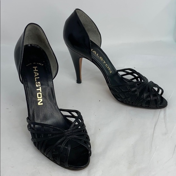 Vintage Halston Sz 5 Peep Toe D’Orsay Heels - Picture 2 of 9